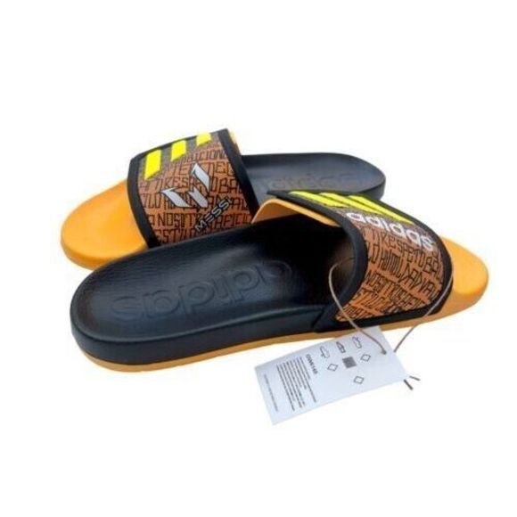 adidas Unisex Men's Sz 10 Women's Sz 11 Messi Black/Yellow Adilette TND Sandals - Picture 3 of 5